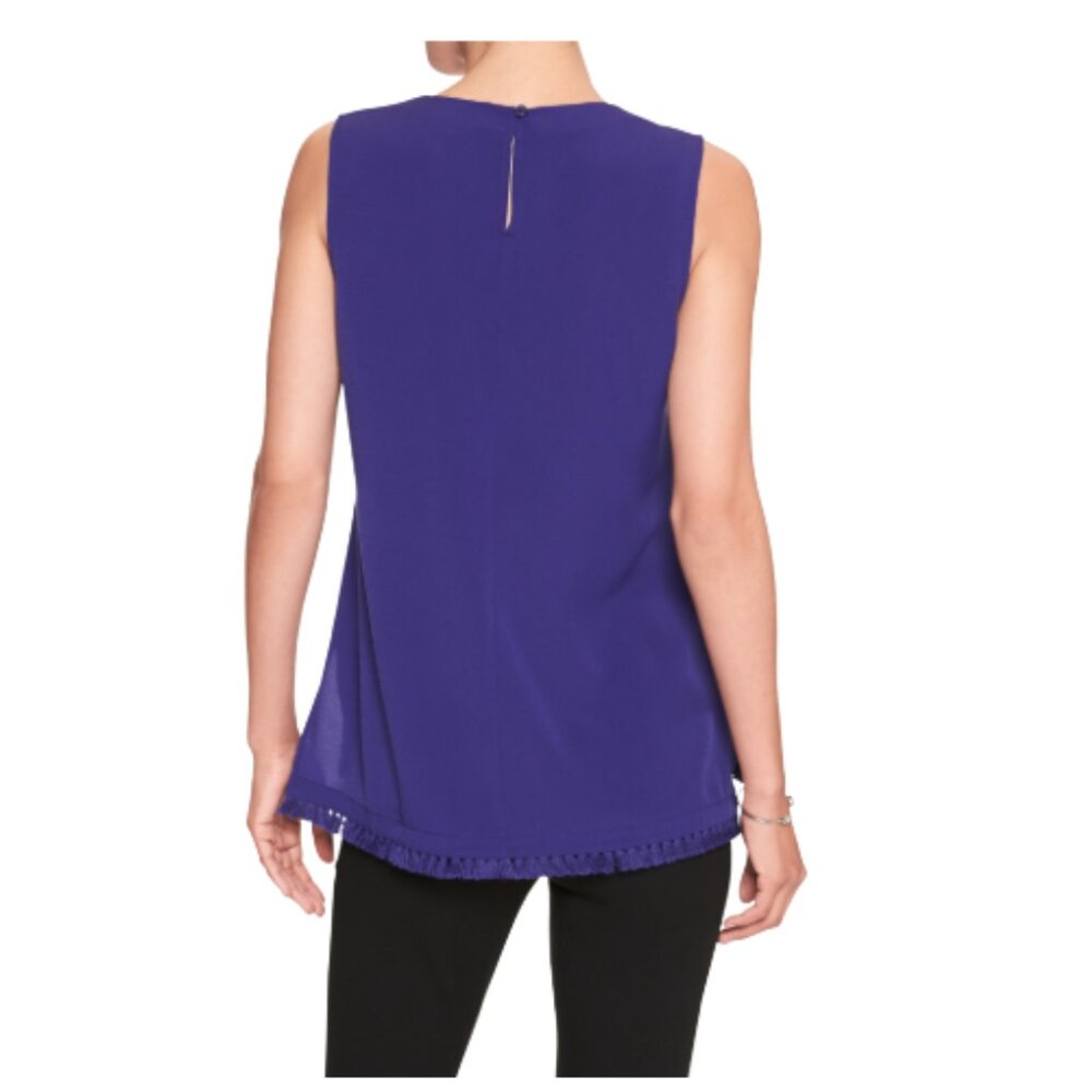 Banana Republic Factory Purple V-Neck Sleeveless Fringe Hem Top Women's Large - Picture 8 of 8